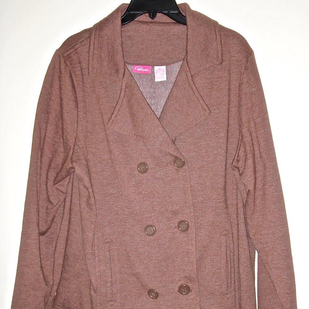 PAPPAGALLO WOMEN'S BROWN COTTON FLEECE LINED DOUBLE BREASTED JACKET SIZE XL